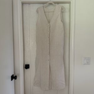Ozma of California M Cream/White Striped Linen Dress